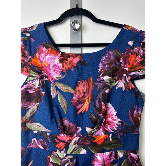 Anthropologie Moulinette Soeurs 8 Rosado Blue Floral Sheath Dress Cocktail B19 - Picture 4 of 9